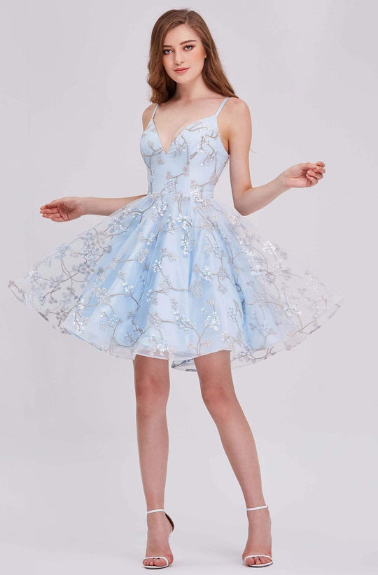 J'Adore Dresses - J16081 Trailing Embroidered Blossom A-Line Dress
