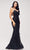 J'Adore - J17026 Strappy Back Floral Evening Dress Evening Dresses 2 / Black