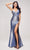 J'Adore - J17037 Metallic Glitter High Slit Mermaid Gown Special Occasion Dress 2 / Electric Blue