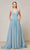 J'Adore - J18007 Deep V Neck Long A-line Gown Evening Dresses 2 / Sea Glass