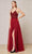 J'Adore - J18008 Lace Tulle V Neck A-line Gown Special Occasion Dress 2 / Wine