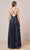 J'Adore - J18013 Plunging V Neck Long A-Line Dress Special Occasion Dress