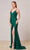 J'Adore - J18014 Plunging V Neck Trumpet Dress Special Occasion Dress 2 / Emerald