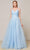 J'Adore - J18021 Pleat-Detailed Glitter Tulle Gown Special Occasion Dress 2 / Dove