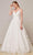 J'Adore - J18022 Floral Glitter Print A-Line Gown Prom Dresses 2 / Ivory