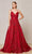 J'Adore - J18022 Floral Glitter Print A-Line Gown Prom Dresses 2 / Wine