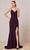J'Adore - J18033 Spaghetti Strap Glitter High Slit Gown Special Occasion Dress 2 / Plum