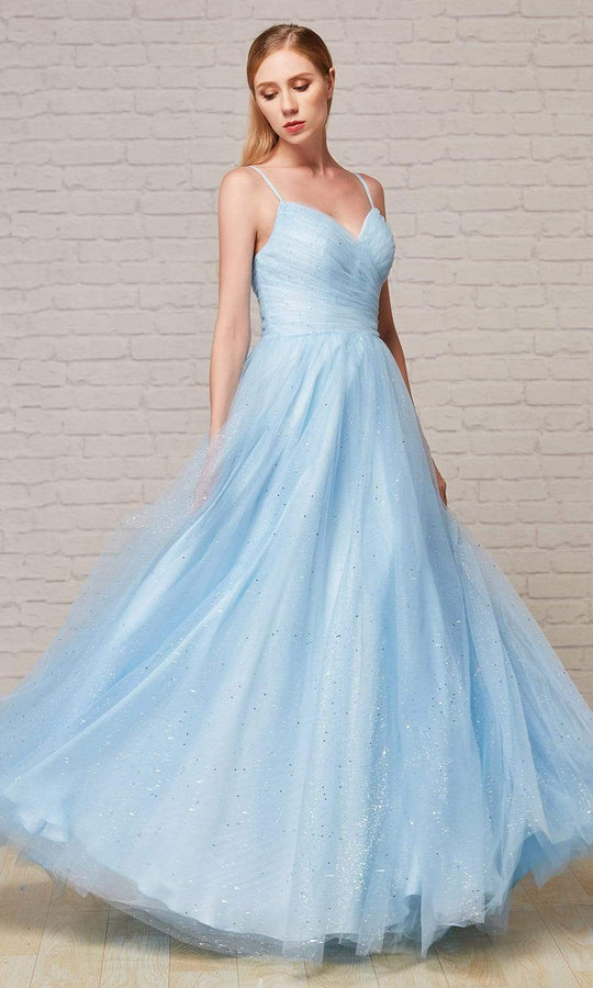 J'Adore Dresses - J18041 Pleat-Ornate Glitter A-Line Gown