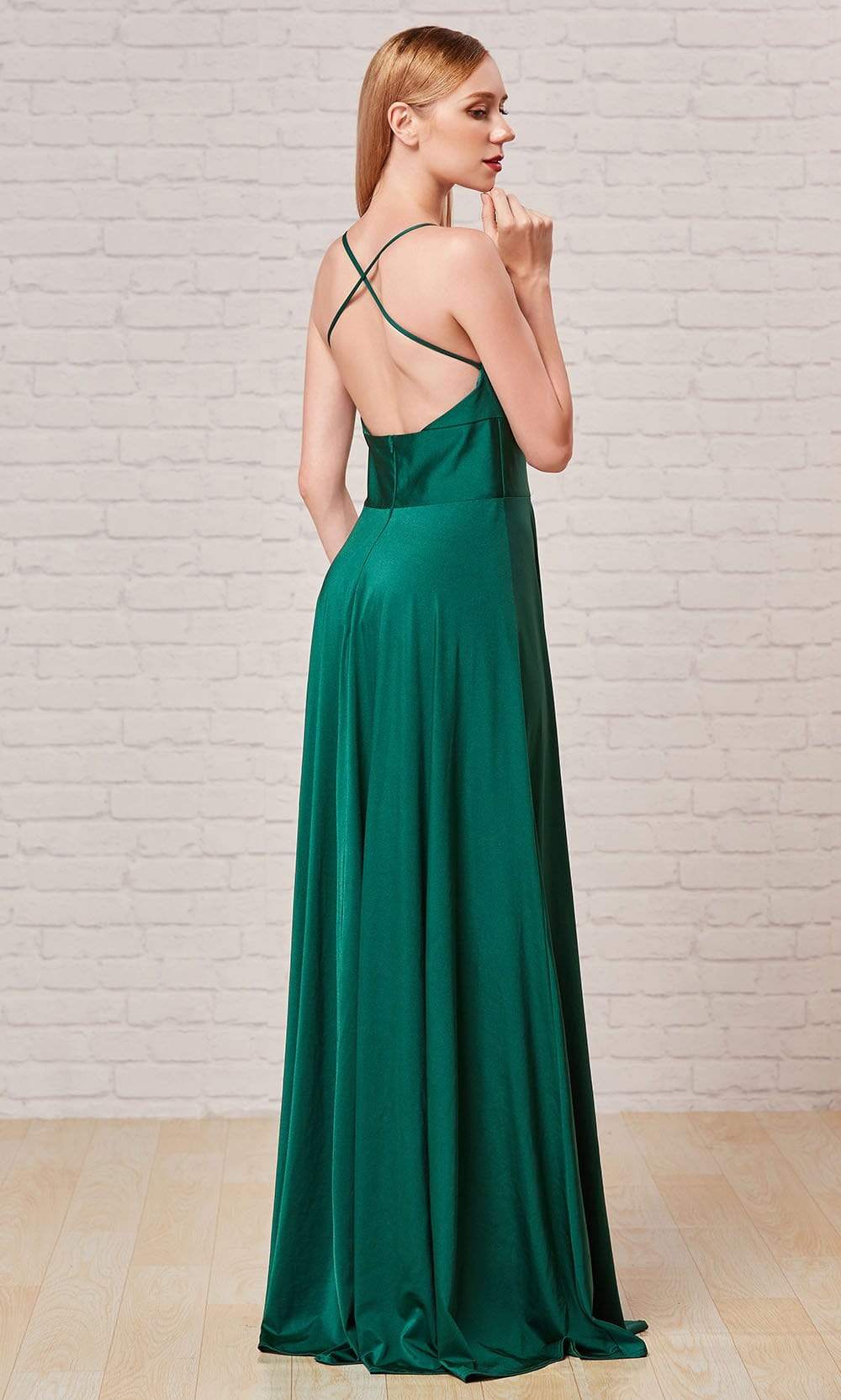 J'Adore Dresses - J18042 Plunging V-Neck Empire High Slit Gown ...