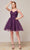 J'Adore - J18086 Glitter V Neck A-Line Short Dress Special Occasion Dress 2 / Purple