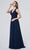 J'Adore - J19002 Sequined Bod Flowy A-line Gown Evening Dresses 2 / Navy