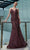 J'Adore - J19011 Glittered Sheath V Back Dress Evening Dresses 2 / Wine