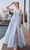 J'Adore - J19015 V Neck Glittered A-line Long Dress Evening Dresses 2 / Dove