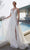 J'Adore - J19015 V Neck Glittered A-line Long Dress Evening Dresses 2 / Ivory