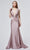 J'Adore - J19020 Daring Neckline Pleated Trumpet Gown Evening Dresses 2 / Rose