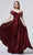 J'Adore - J19024 Off Shoulder Minimalist Flowy Dress Prom Dresses 2 / Berry