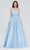 J'Adore - J20003 V-Neck Sparkle Tulle Ballgown Special Occasion Dress 2 / Sky