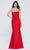 J'Adore - J20016 Scoop Ruched Mermaid Gown Special Occasion Dress 2 / Red