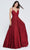 J'Adore - J20020 Deep V-Neck Embroidered Dress Special Occasion Dress 2 / Wine