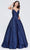 J'Adore - J20024 Deep V-Neck Sequin Ballgown Special Occasion Dress 2 / Navy