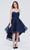 J'Adore - J20074 Floral Accented High Low Dress Special Occasion Dress 2 / Navy
