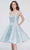 J'Adore - J20081 Jacquard Homecoming Short Dress Special Occasion Dress 2 / Sky