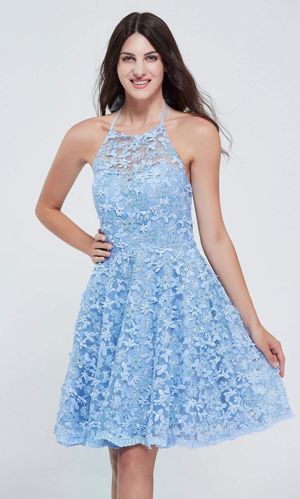 J'Adore Dresses - J20085 Floral Halter Neck Homecoming Dress Couture Candy J'Adore Dresses - J20085 Floral Halter Neck Homecoming Dress Couture Candy