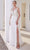 J'Adore - JM103 V-Neck Crystal Beaded Bodice Chiffon A-Line Gown Special Occasion Dress 2 / Ivory