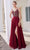 J'Adore - JM103 V-Neck Crystal Beaded Bodice Chiffon A-Line Gown Special Occasion Dress 2 / Wine