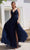 J'Adore - JM104 Lace Applique Bodice Glitter Tulle A-Line Gown In Blue
