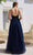 J'Adore - JM104 Lace Applique Bodice Glitter Tulle A-Line Gown In Blue