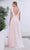 J'Adore - JM107 Sleeveless Low V Back Beaded Tulle A-Line Gown In Pink