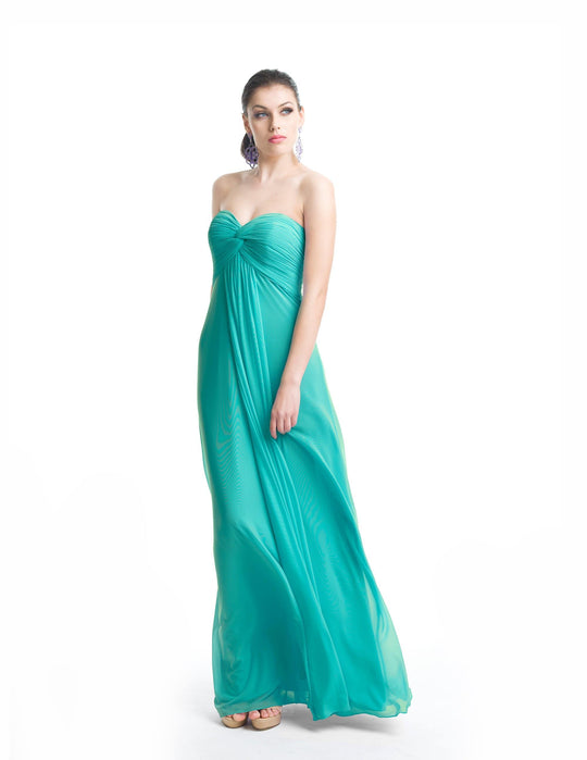 Jadore - J5082 Strapless Knot Accented Empire Long Gown Special Occasion Dress 2 / Aqua