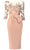 Janique - 1906 Embroidered Bateau Knee Length Fitted Dress Cocktail Dresses