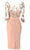 Janique - 1906 Embroidered Bateau Knee Length Fitted Dress Cocktail Dresses