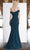 Janique - 1936 Off Shoulder Ruffled Accent Mermaid Gown in Teal Special Occasion Dress