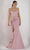 Janique - 1945 Off Shoulder Lace Applique Ruffle Peplum Trumpet Gown Mother of the Bride Dresses 4 / Blush