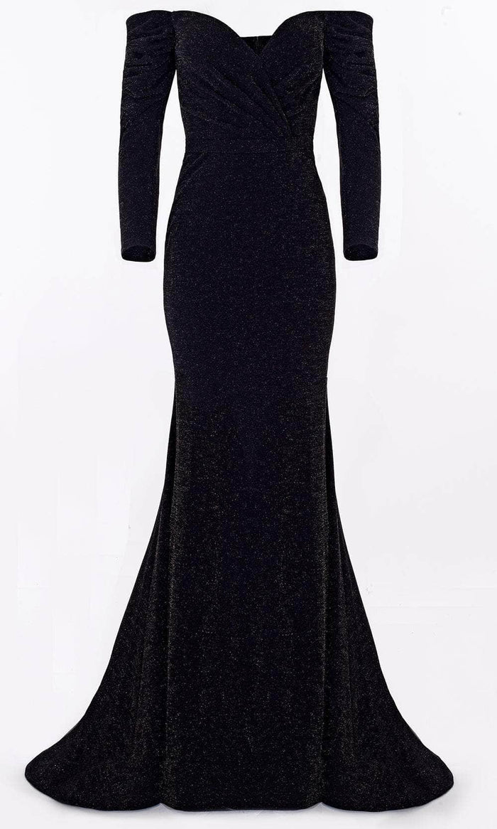 Janique 2157 - Off-shoulder Sweetheart Neck Evening Gown Special Occasion Dress 6 / Black