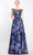Janique 2206 - Illusion Bateau Printed Evening Gown Special Occasion Dress 2 / Blue