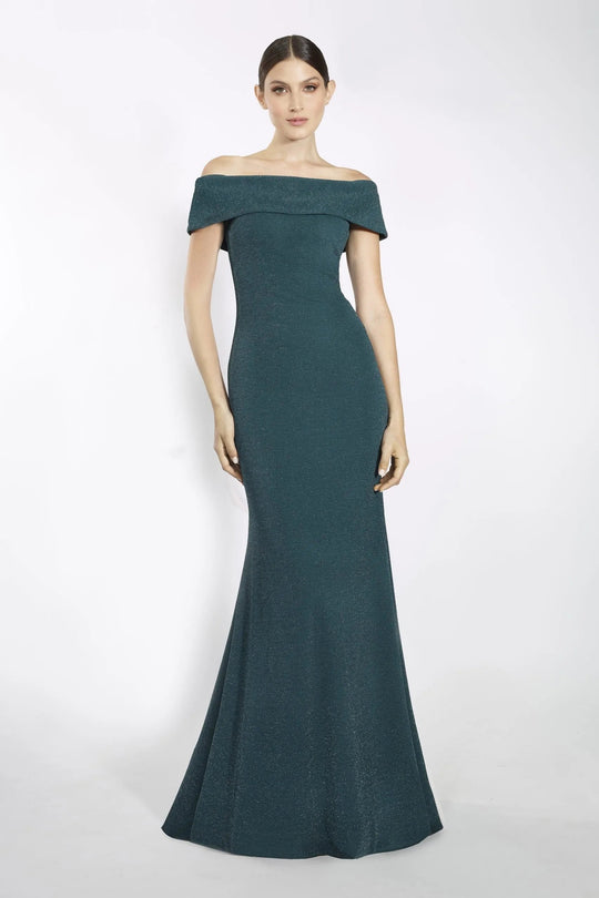 Janique - 2933 Off Shoulder Glitter Mermaid Gown