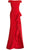 Janique - C1870 Ruffled Off-Shoulder Sheath Dress In Red Special Occasion Dress