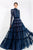 Janique - K7031 Long Sleeve High Neck Lace A-Line Gown Evening Dresses 0 / Slate