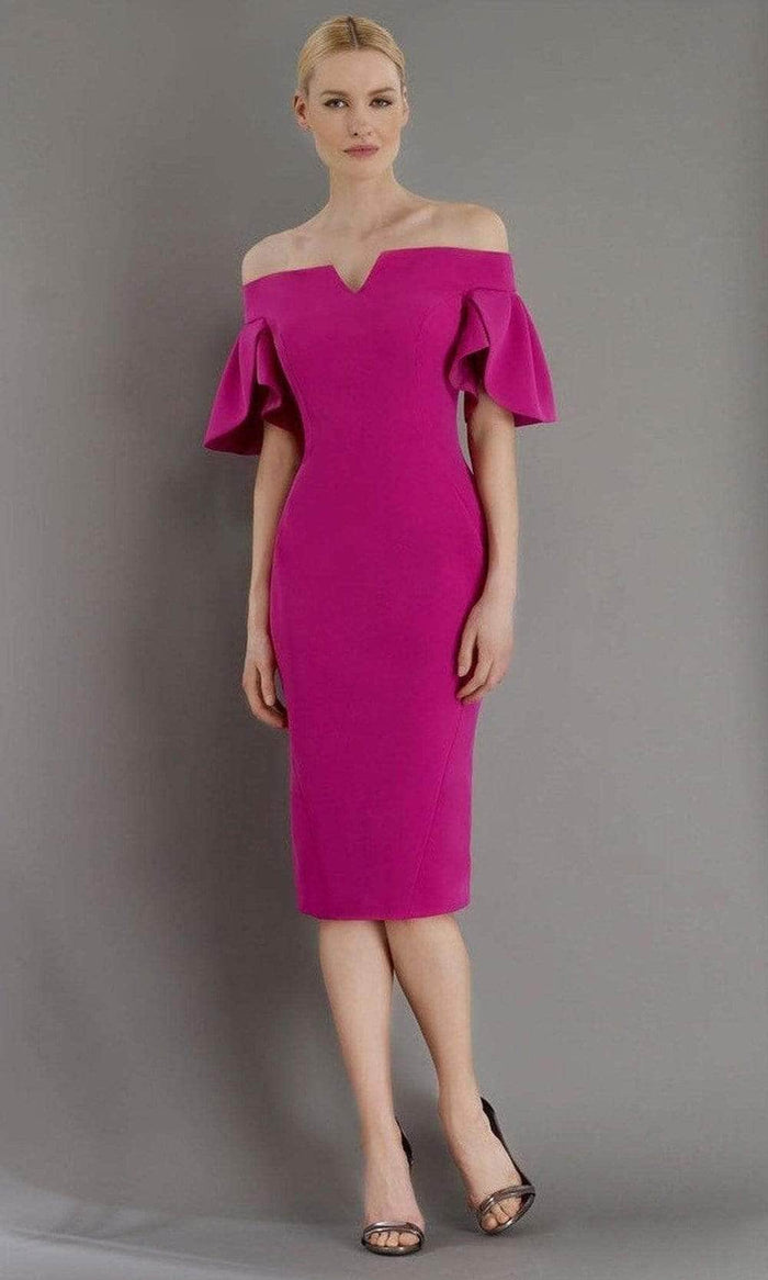 Janique - Short Sleeve Knee-Length Formal Dress 1942 CCSALE 10 / Fuchsia