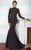 Janique W1003 Beaded Long Sleeve High Neck Trumpet Gown CCSALE 14 / Charcoal