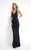 Jasz Couture 1329 Deep V-neck Sequined Sheath Gown CCSALE 4 / Navy