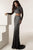 Jasz Couture - 6217 Long Sleeve Ornate Two-Piece Sheath Gown Special Occasion Dress 0 / Black Silver
