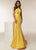 Jasz Couture - 6238 Crisscrossed Bodice High Neck Mermaid Gown Special Occasion Dress 0 / Yellow