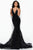 Jasz Couture - 7005 Beaded Floral Appliqued Lace Mermaid Gown Evening Dresses 000 / Black/Nude