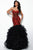 Jasz Couture - 7025 Embroidered Sweetheart Ruffled Mermaid Dress Prom Dresses 000 / Black/Red
