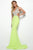 Jasz Couture - 7032 Embellished Deep V-neck Trumpet Dress Prom Dresses 000 / Lime